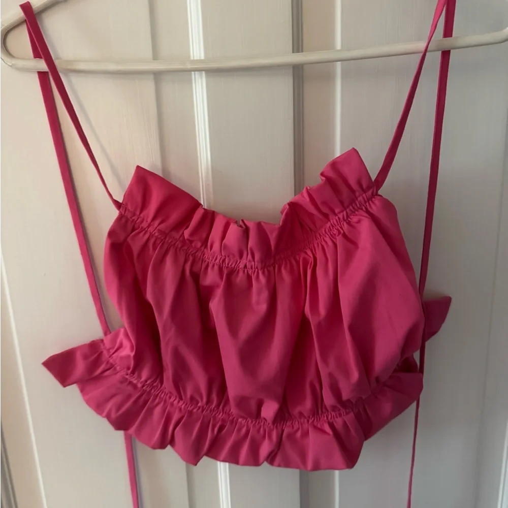 Pink Ruffled Crop Top - Picture 1 of 3